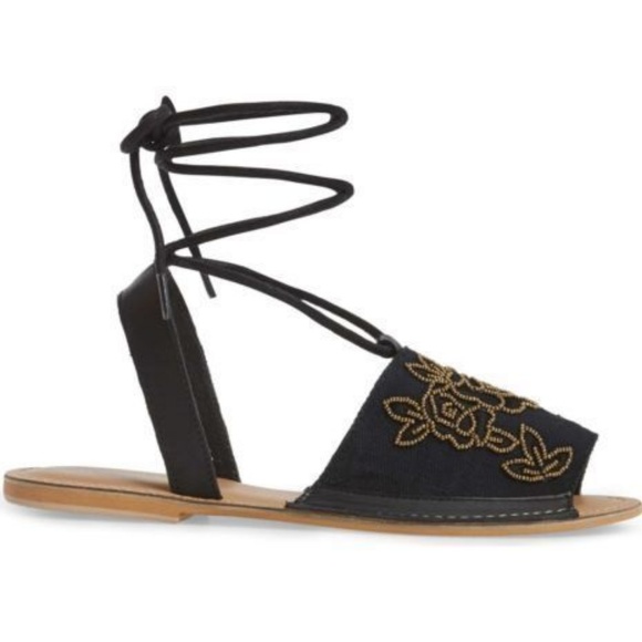 NWT Topshop Wrap Around Embroidered Sandal - Picture 6 of 6